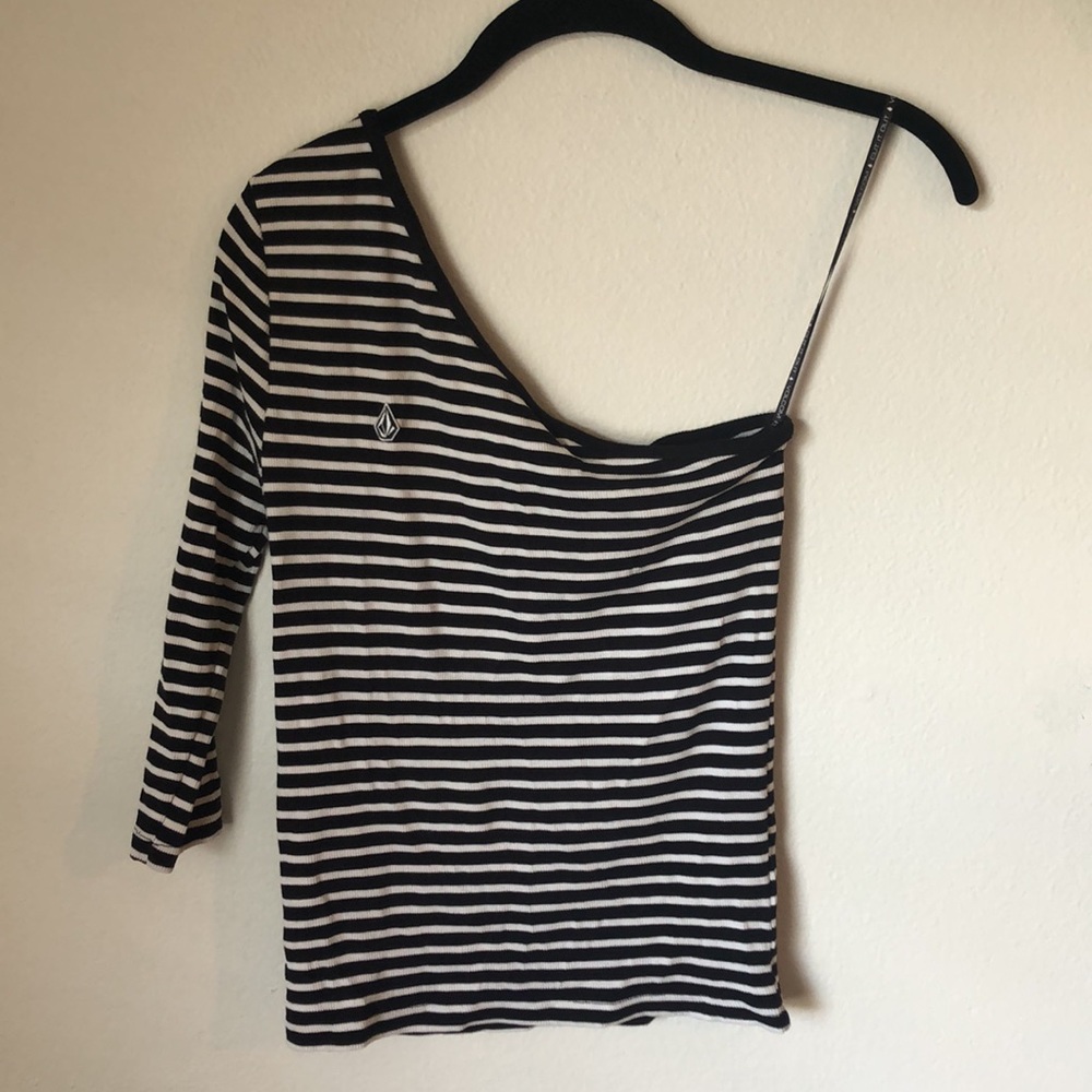 Volcom Rave New World One Shoulder Striped Top - Picture 2 of 6